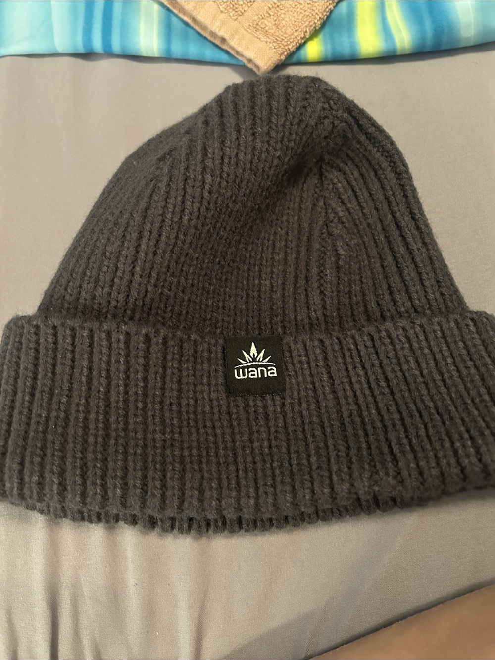 WANA swag Dark Gray Ribbed Knit Beanie